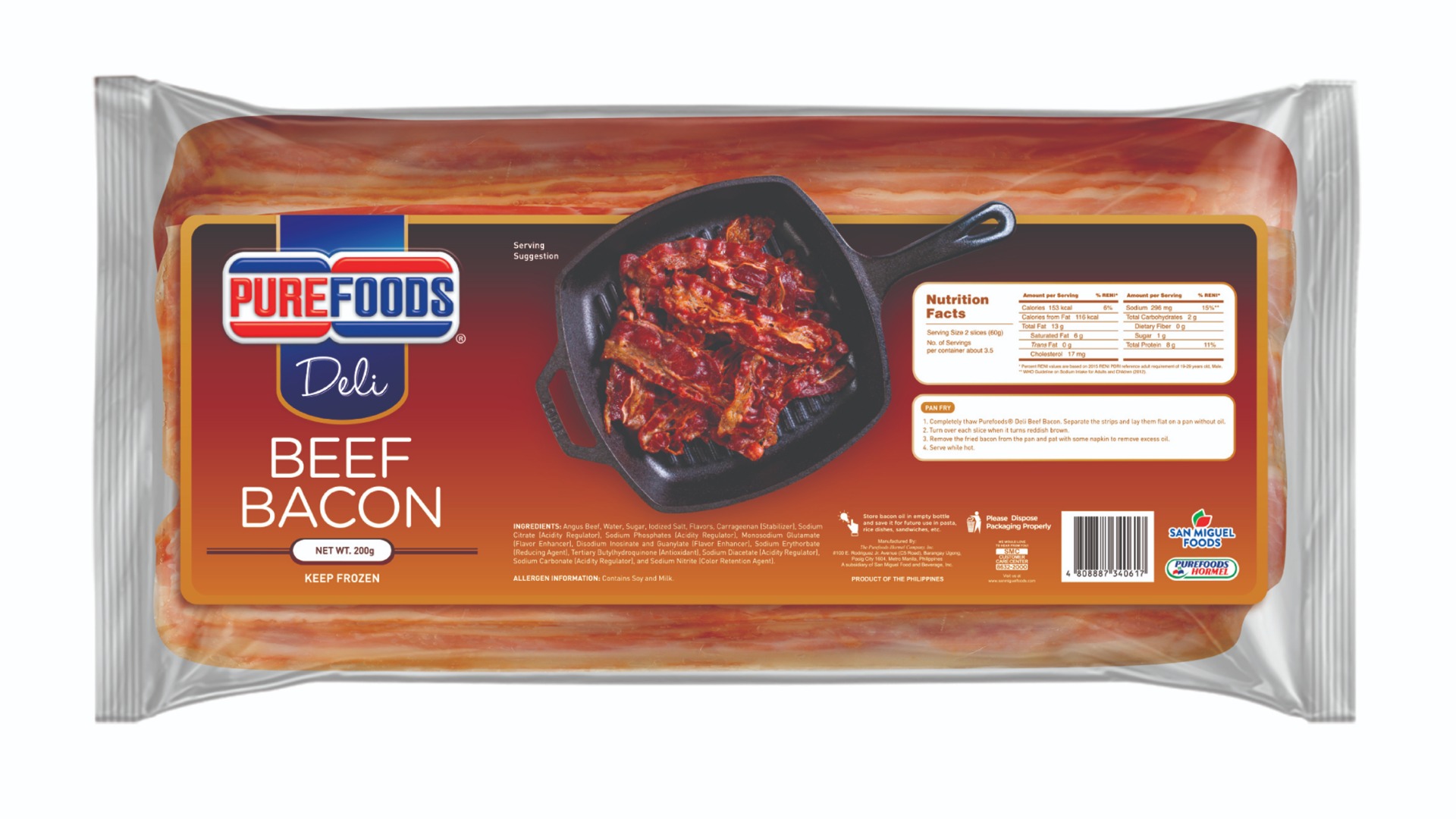 Purefoods Deli Beef Bacon 200g All Day Supermarket