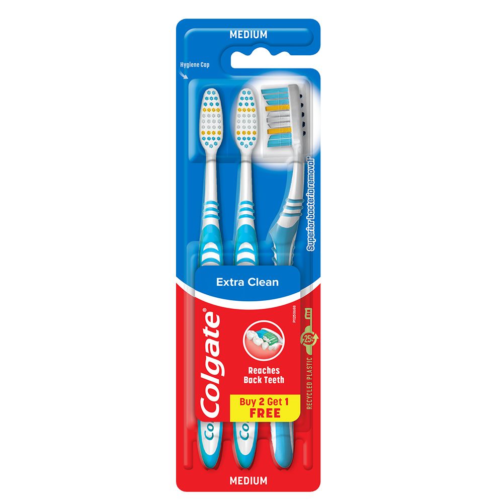 Colgate Toothbrush Extra Clean 2+1 With Cap MEDIUM | All Day Supermarket