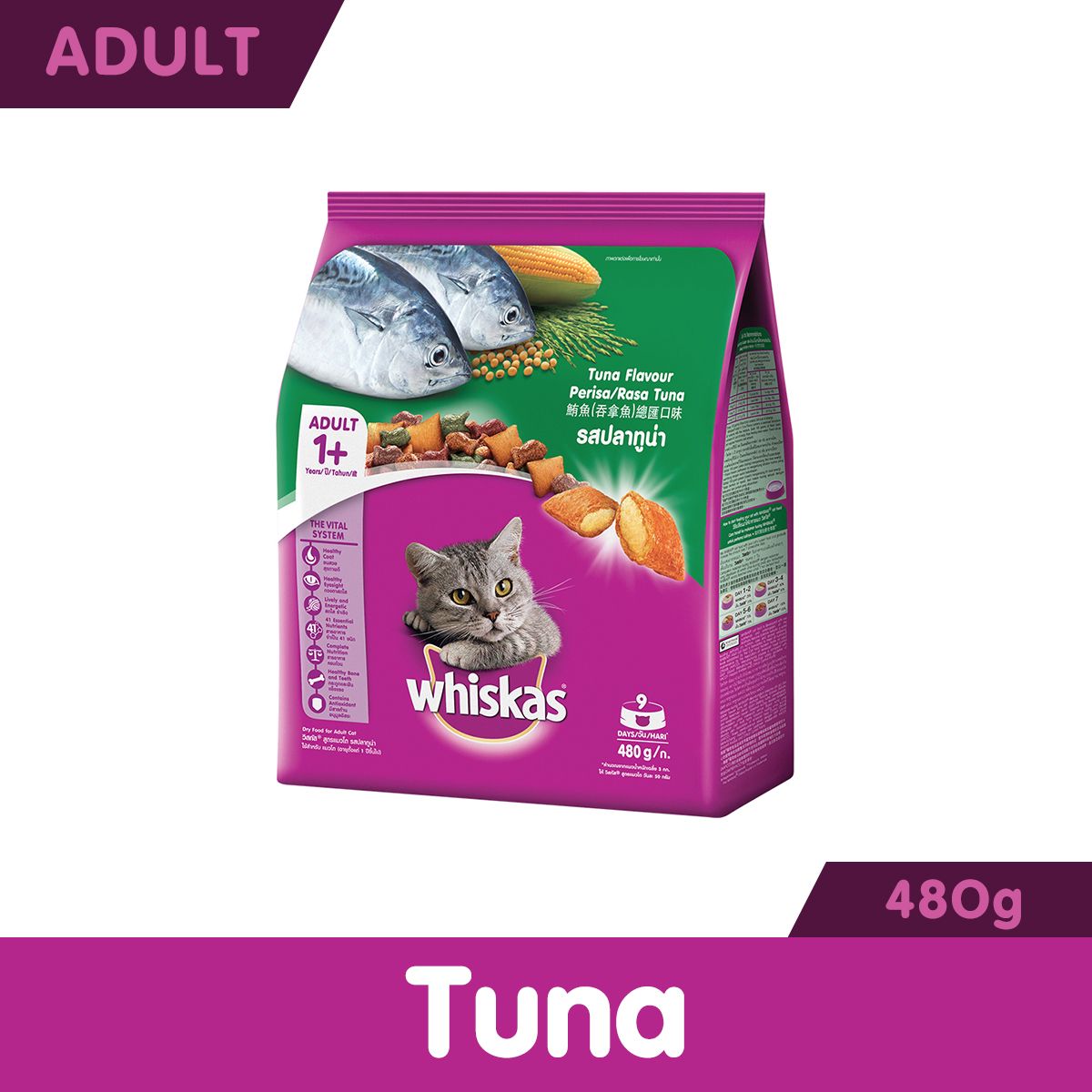 WHISKAS DRY TUNA 480G All Day Supermarket